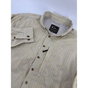 Drake Waterfowl Button Down Mens Medium Yellow Plaid Excellent‎ Vented Fishing